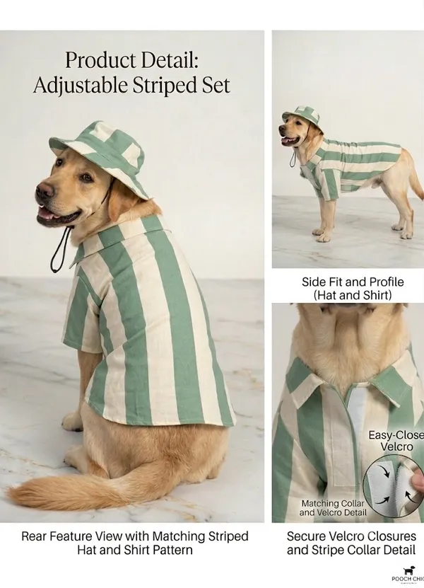 Green_Striped_Dog_Shirt_And_Cap_Set