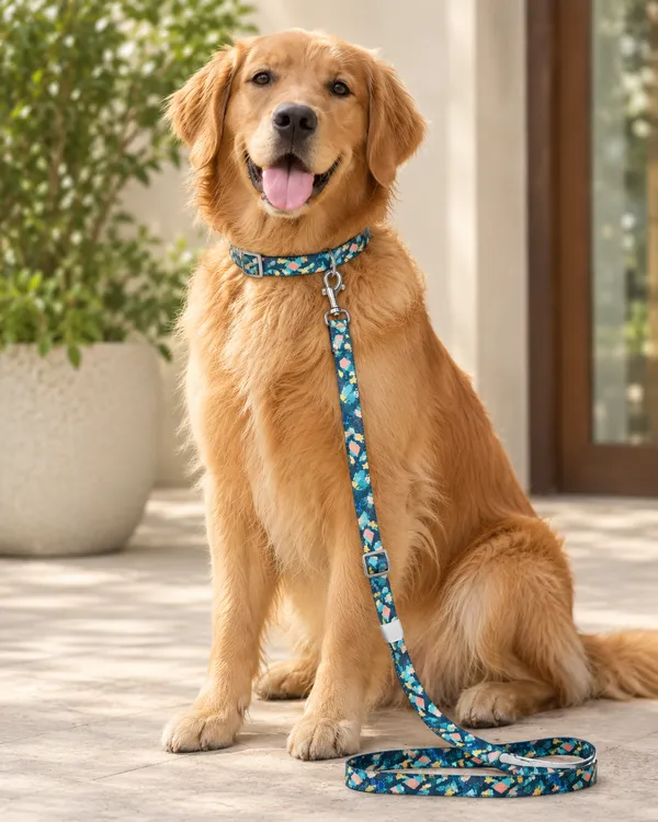 Adjustable_Printed_Dog_Collar_And_Leash_Set