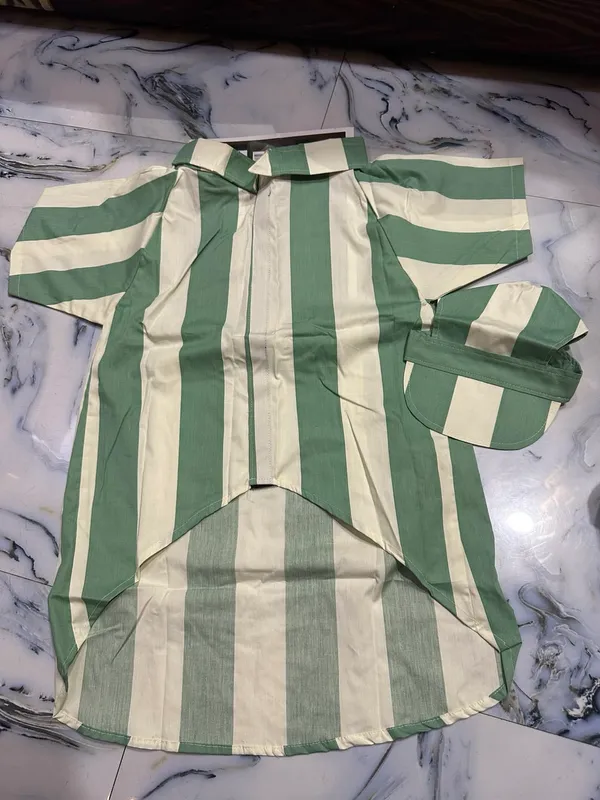 Green_Striped_Dog_Shirt_And_Cap_Set