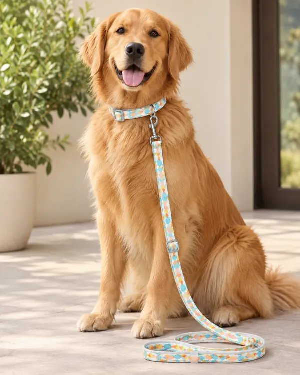 Adjustable_Printed_Dog_Collar_And_Leash_Set
