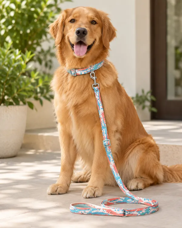 Adjustable_Printed_Dog_Collar_And_Leash_Set