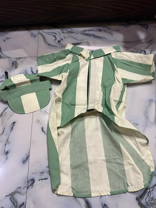 Green_Striped_Dog_Shirt_And_Cap_Set