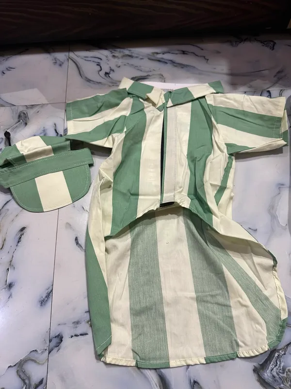 Green_Striped_Dog_Shirt_And_Cap_Set