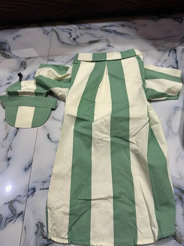 Green_Striped_Dog_Shirt_And_Cap_Set