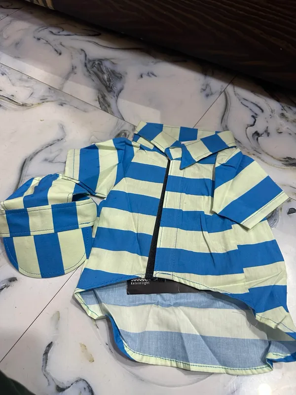 Blue_Striped_Dog_Shirt_And_Cap_Set