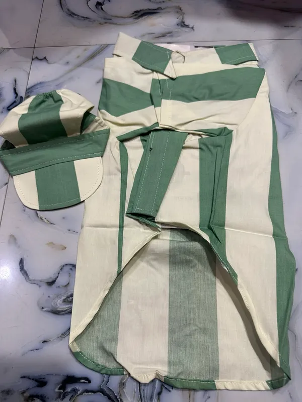 Green_Striped_Dog_Shirt_And_Cap_Set