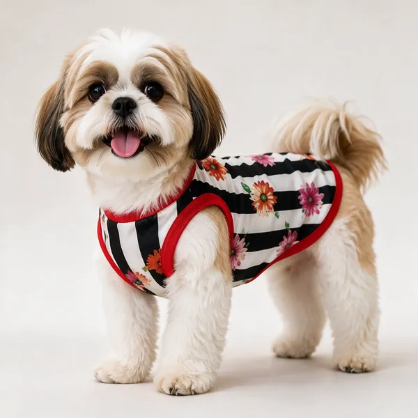 Black_White_Floral_Stripe_Dog_Dress