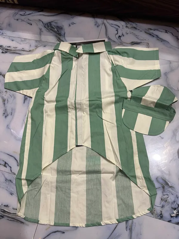 Green_Striped_Dog_Shirt_And_Cap_Set