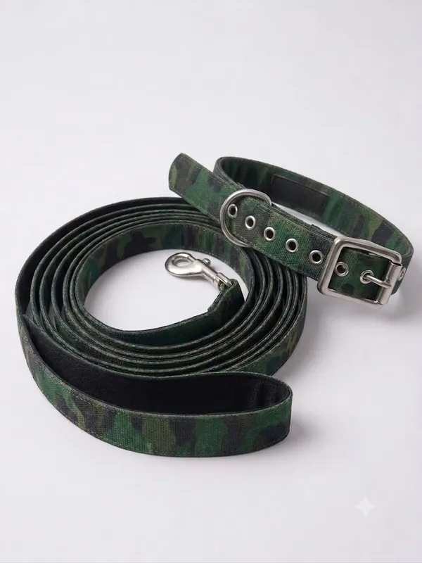 Military_Print_Padded_Dog_Leash_And_Collar_Set