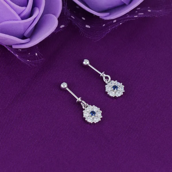 Sapphire_Floral_Drop_Earrings_Silver_925
