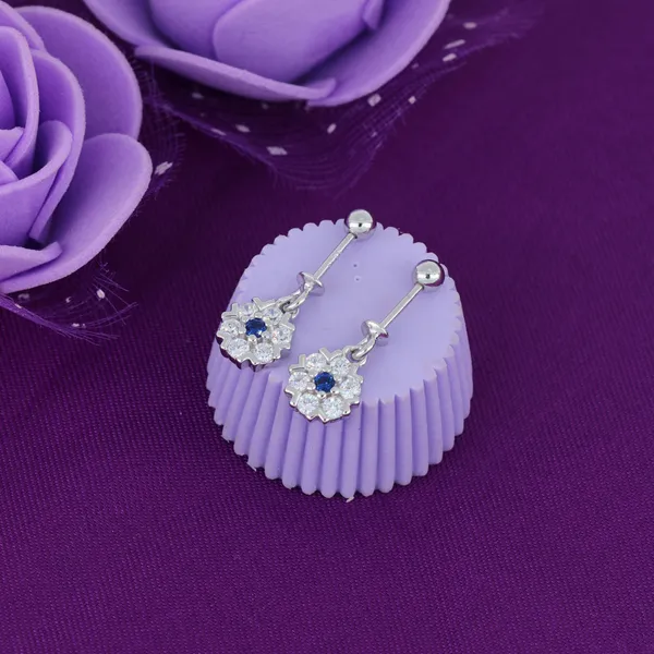Sapphire_Floral_Drop_Earrings_Silver_925