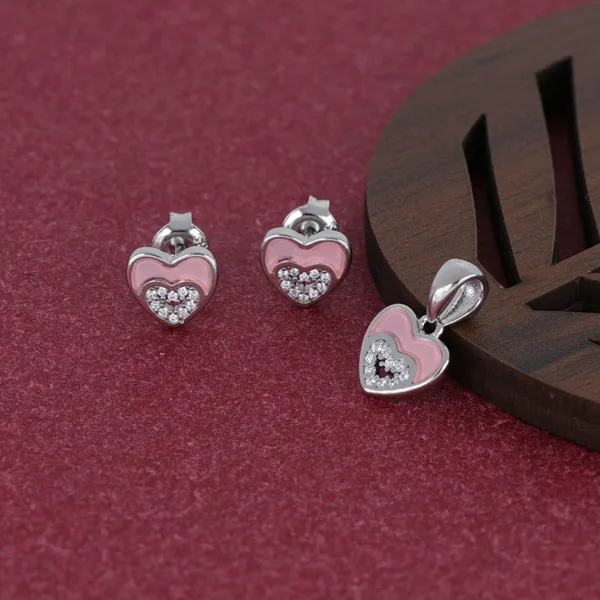 Cute_Pink_Heart_Sterling_Silver_Jewelry_Set_Silver_925