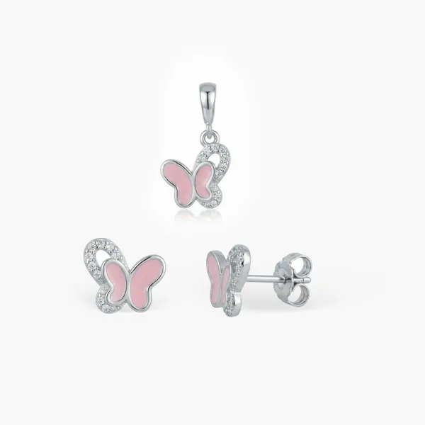 925_Sterling_Silver_Butterfly_Jewelry_Set_With_Pink_Enamel_Silver_925