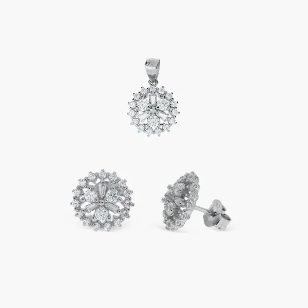 Sterling_Silver_Floral_Cluster_Pendant_And_Earrings_Set_Silver_925