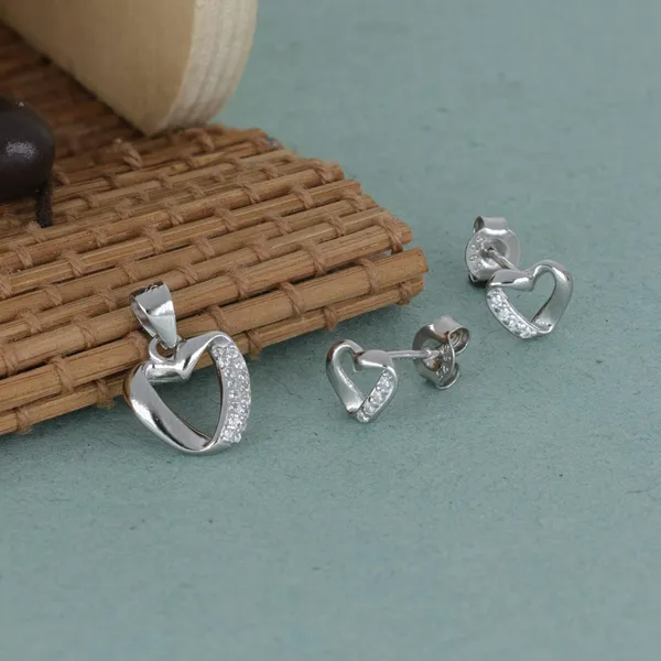 Sterling_Silver_Heart_Loop_Earrings_And_Pendant_Set_Silver_925