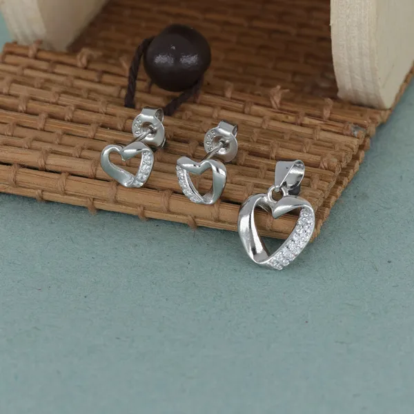 Sterling_Silver_Heart_Loop_Earrings_And_Pendant_Set_Silver_925