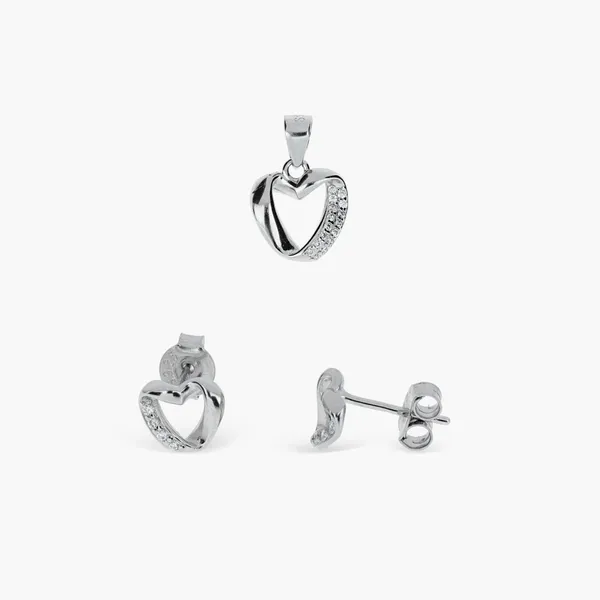 Sterling_Silver_Heart_Loop_Earrings_And_Pendant_Set_Silver_925