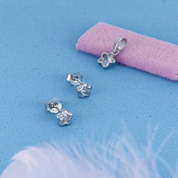 Star_Pendant_And_Earrings_Set_For_Women_Silver_925