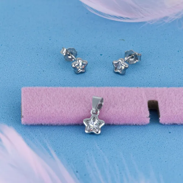 Star_Pendant_And_Earrings_Set_For_Women_Silver_925