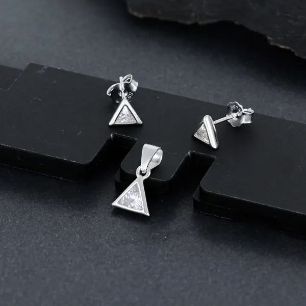 Silver_Triangle_Pendant_Earrings_Set_Silver_925
