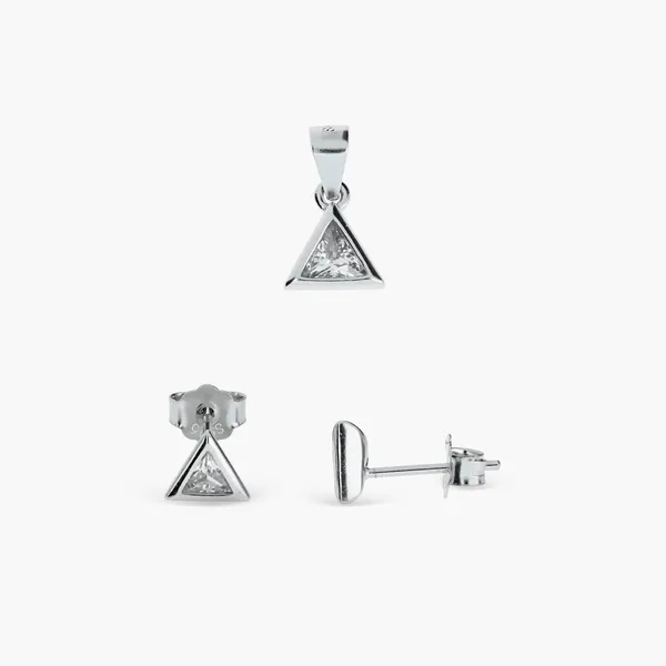 Silver_Triangle_Pendant_Earrings_Set_Silver_925