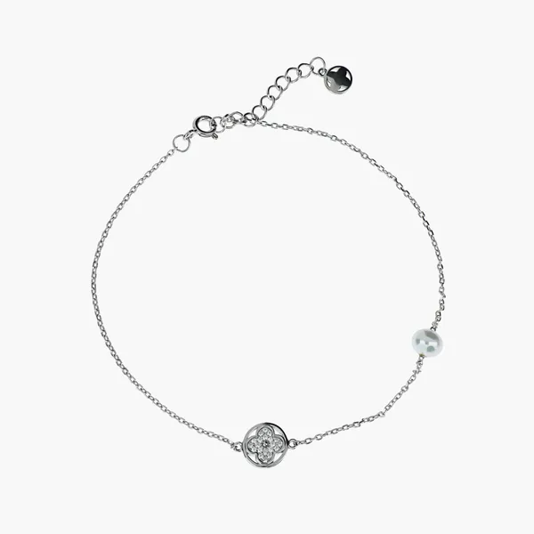 Clover_Pearl_Anklet_Silver_925