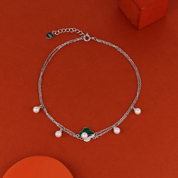 Clover_Pearl_Charm_Anklet_Silver_925