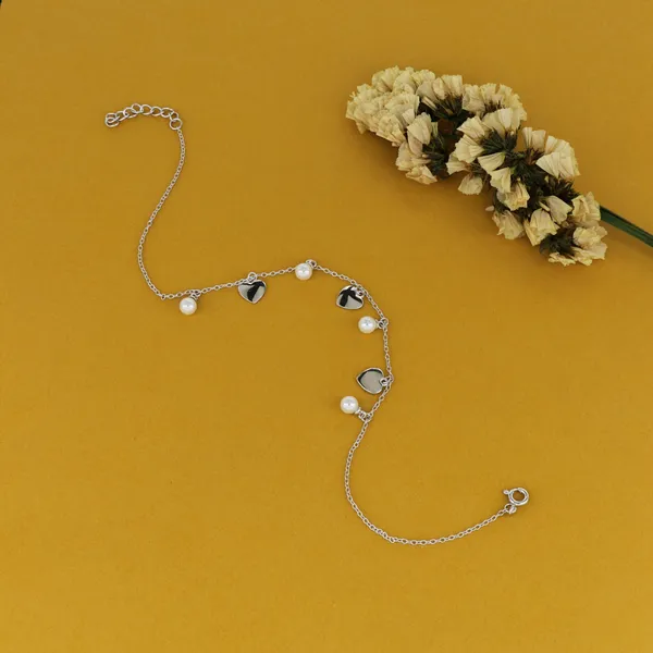Pearl_Heart_Charm_Anklet_Silver_925
