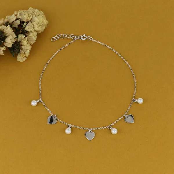 Pearl_Heart_Charm_Anklet_Silver_925