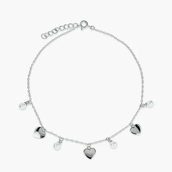 Pearl_Heart_Charm_Anklet_Silver_925