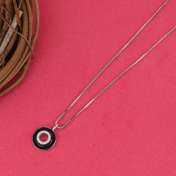 Silver_Black_Enamel_Crystal_Circle_Pendant_Necklace_Silver_925