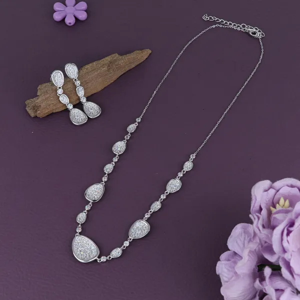 Teardrop_Crystal_Necklace_Earrings_Set_Silver_925