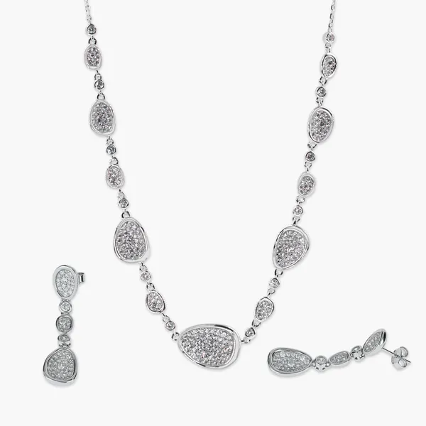 Teardrop_Crystal_Necklace_Earrings_Set_Silver_925