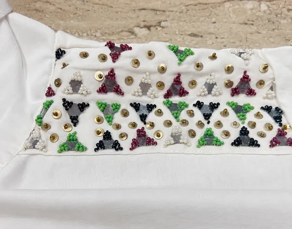 White_Cotton_Relaxed_Embellished_Cuff_Collared_Shirt_For_Women