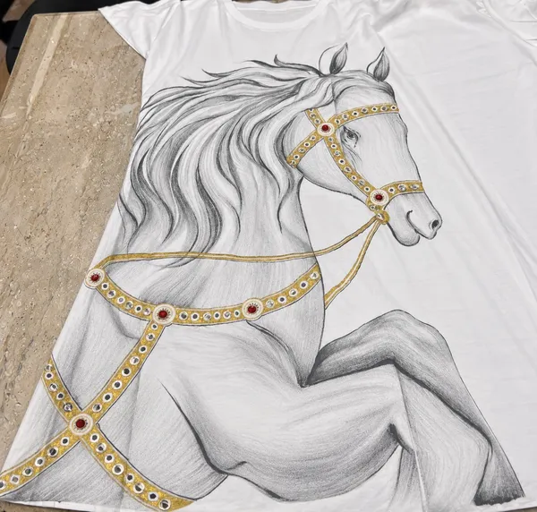 White_Cotton_Relaxed_Horse_Print_Shirt_Pant_Co-Ord_Set_For_Women