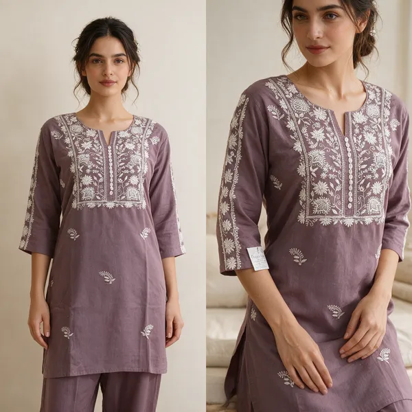 Mauve_Mul_Chanderi_Straight_Chikankari_Embroidered_Kurta_Pant_Set_For_Women