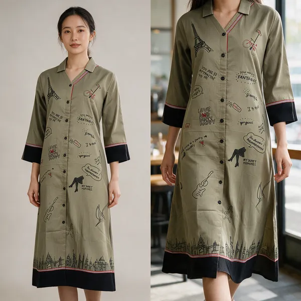 Olive_Green_Cotton_Printed_Longline_Kurta_For_Women