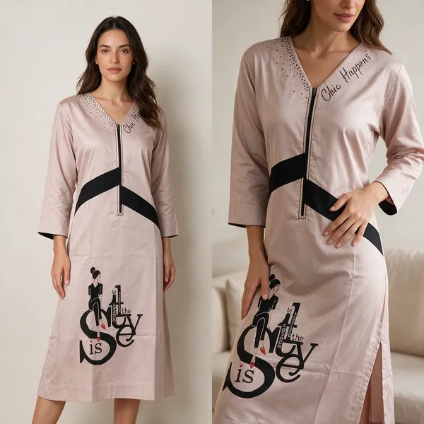 Blush_Pink_Cotton_A-Line_Graphic_Print_Zipper_Dress_For_Women