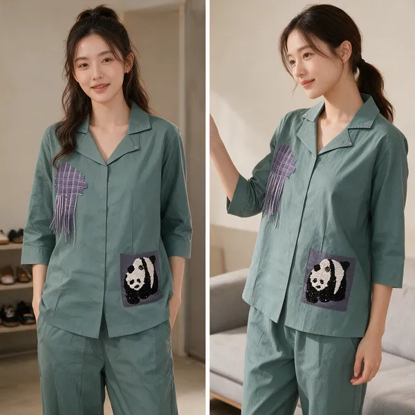 Sage_Green_Cotton_Relaxed_Panda_Embroidered_Co-Ord_Set_For_Women