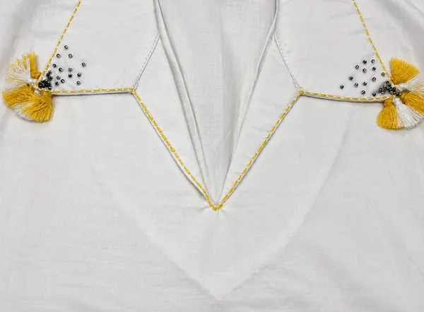 White_Cotton_Straight_Hand_Painted_Embellished_Dress_For_Women