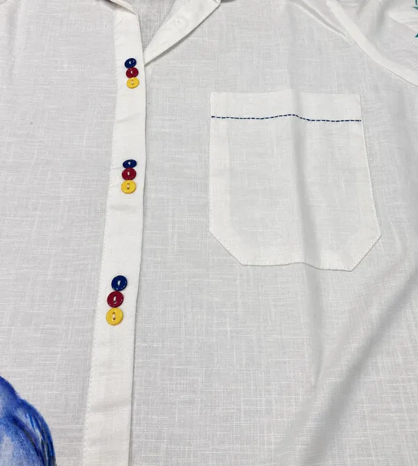 White_Linen_Relaxed_Hand_Painted_Bird_Shirt_Pant_Co-Ord_Set_For_Women
