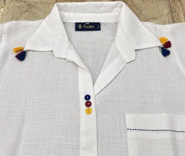 White_Linen_Relaxed_Hand_Painted_Bird_Shirt_Pant_Co-Ord_Set_For_Women