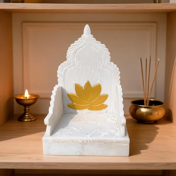 White_Marble_Lotus_Carved_Singhasan_Pooja_Chair