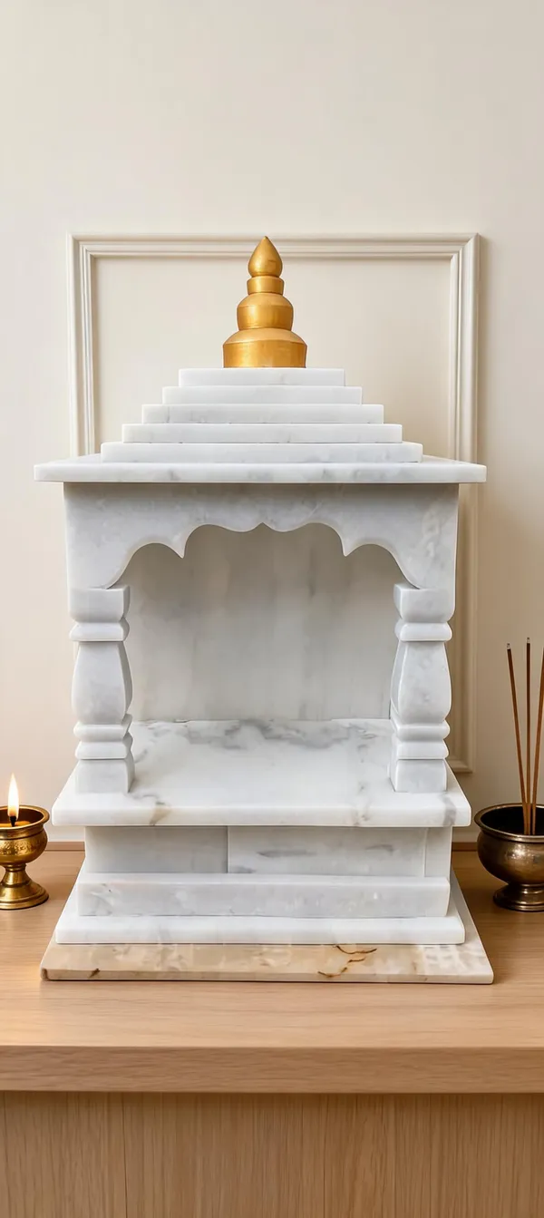 White_Marble_Tiered_Roof_Temple_With_Golden_Kalash