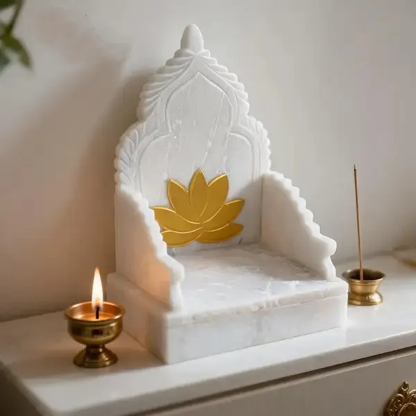 White_Marble_Lotus_Carved_Singhasan_Pooja_Chair