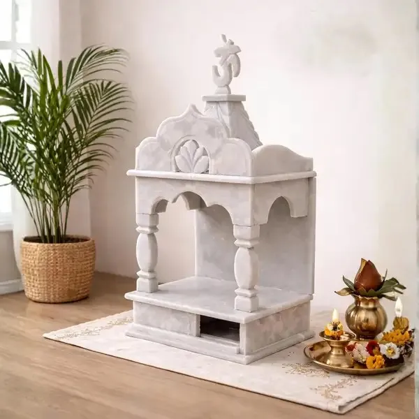 White_Marble_Carved_Om_Pooja_Mandir_Temple