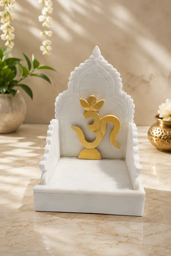 White_Marble_Carved_Leaf_Design_Pooja_Wall_Bracket_Shelf