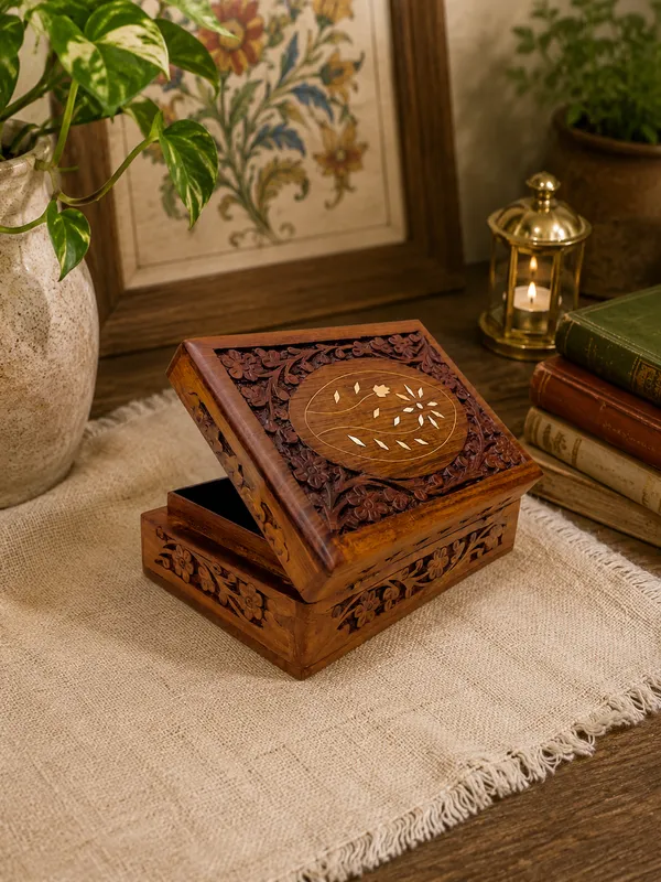 Handcarved_Wooden_Floral_Inlay_Jewellery_Box