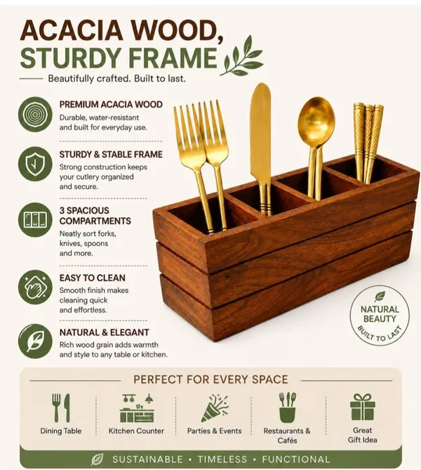 Wooden_Four_Compartment_Cutlery_Holder_With_Gold_Utensils