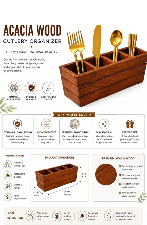 Wooden_Four_Compartment_Cutlery_Holder_With_Gold_Utensils